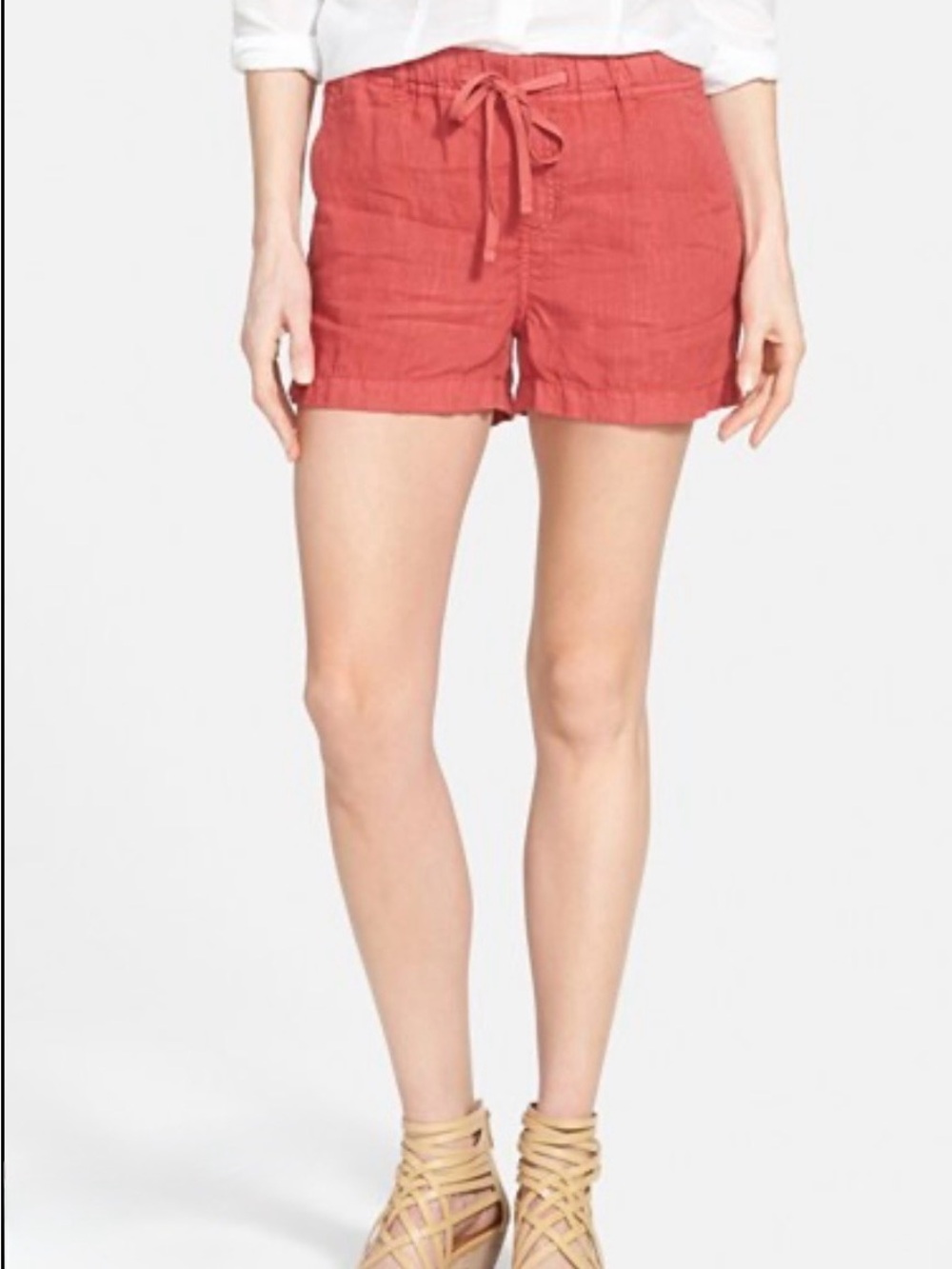 Caslon Nordstroms Women's Drawstring Linen-Blend Shorts in Rust